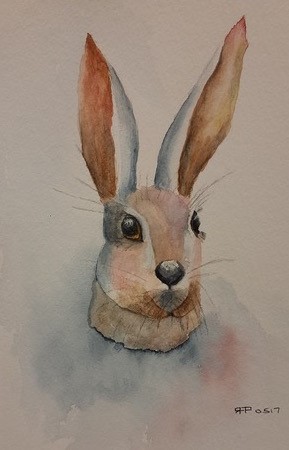 A painting of a hare's head by a member of the Bethersden Arts Group